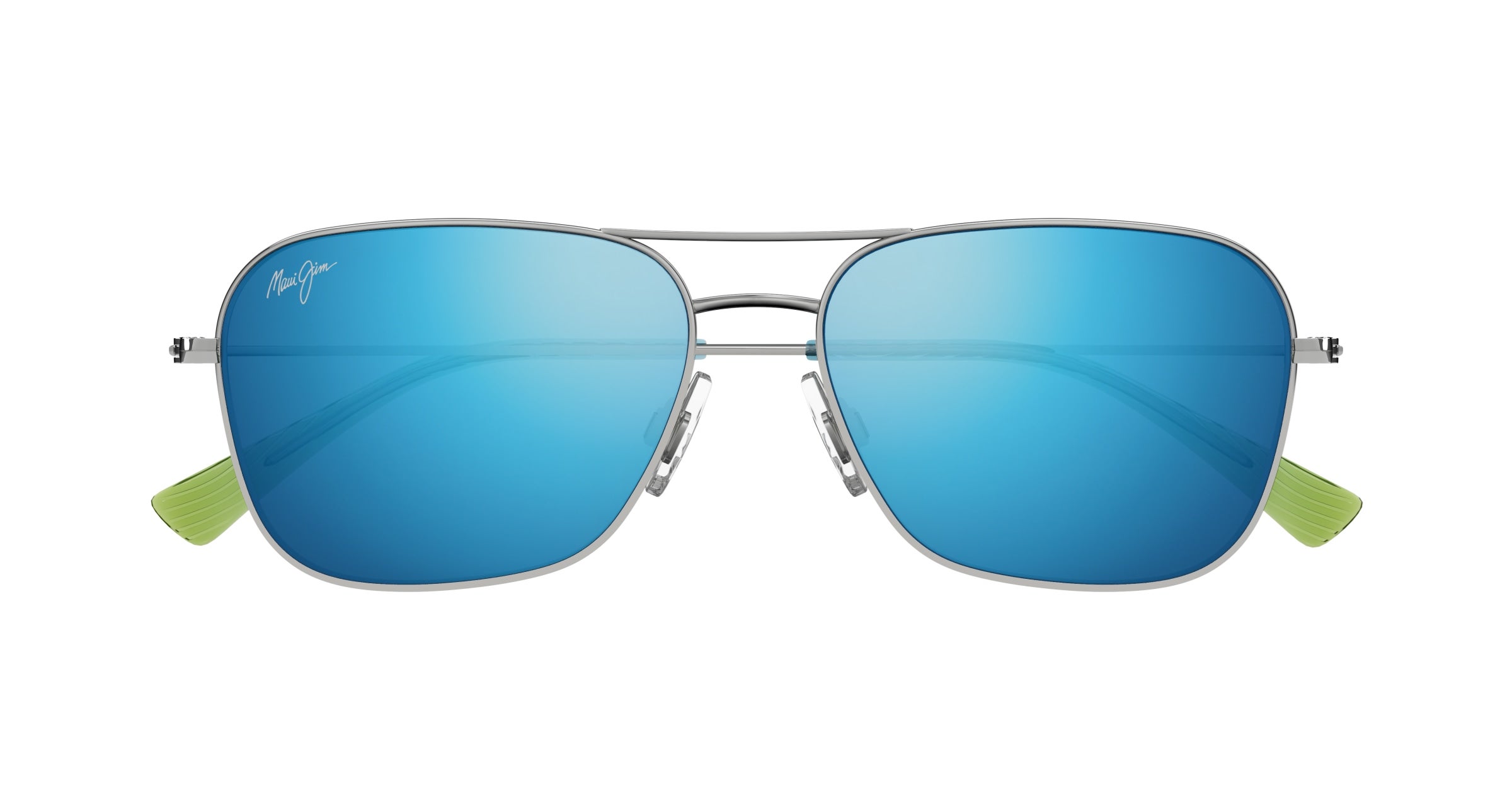 Maui Jim Na'auao Polarized Sunglasses, Men's, Large, Silver/Blue